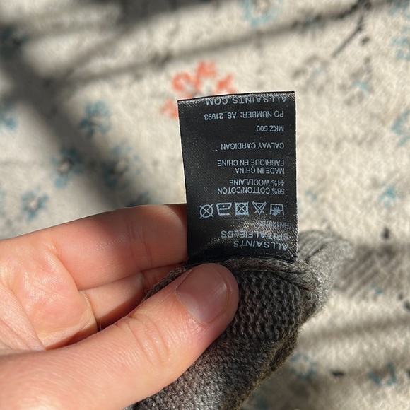 Allsaints Spitalfields wool and cotton grey slouchy cardigan - Picture 10 of 11